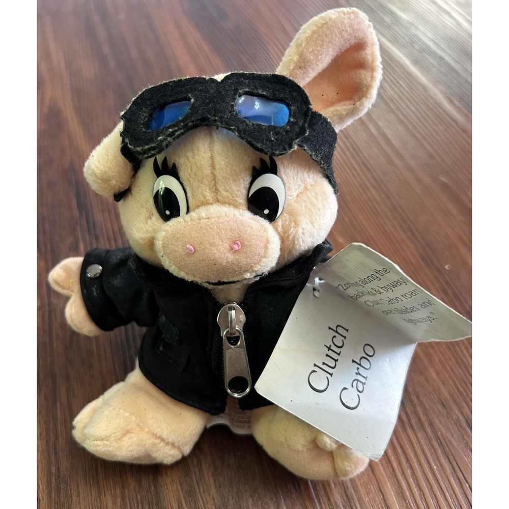 Vintage HARLEY DAVIDSON Clutch Carbo Hog/Pig Stuffed Bean Plush 1998 W/ Tag